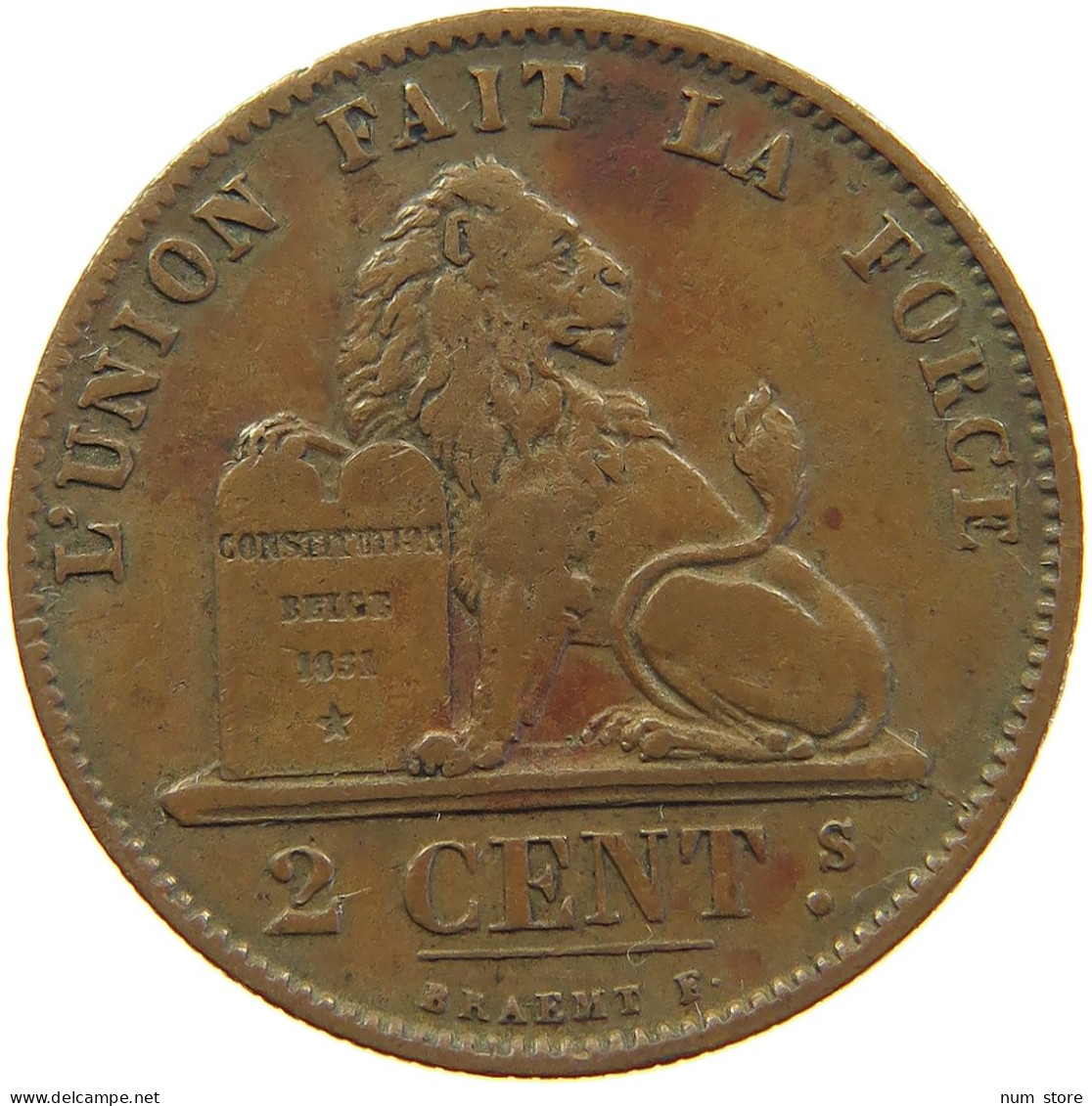 BELGIUM 2 CENTIMES 1876 LEOPOLD II. 1865-1909 #MA 067322 - 2 Centimes