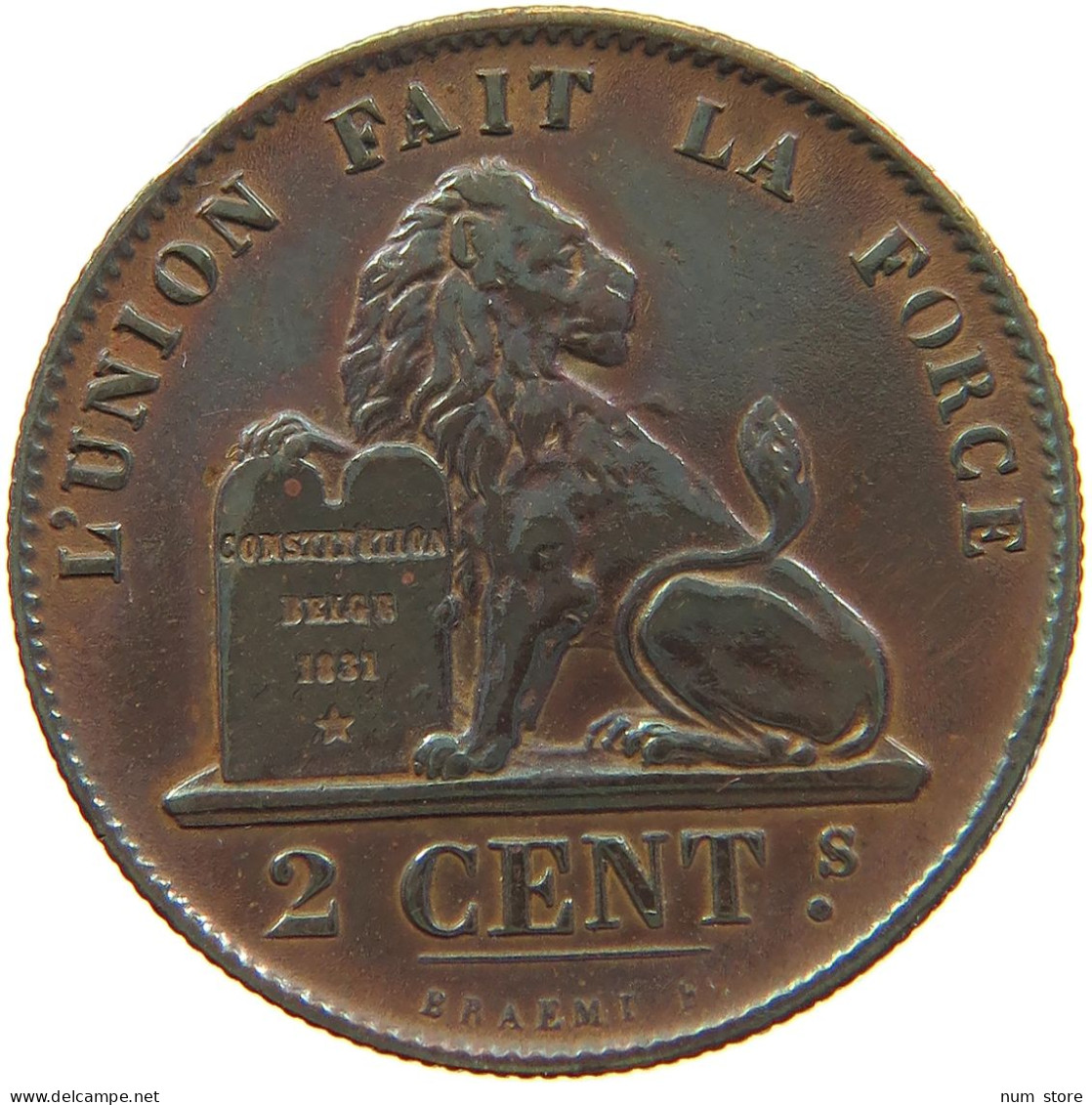 BELGIUM 2 CENTIMES 1870 LEOPOLD II. 1865-1909 #MA 067818 - 2 Cent