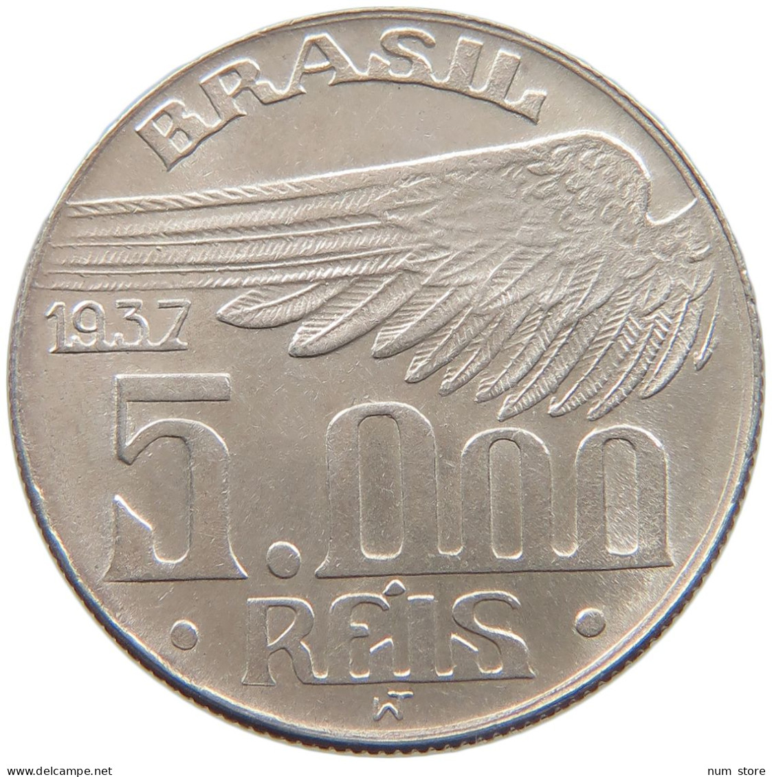 BRAZIL 5000 REIS 1937  #MA 025253 - Brésil