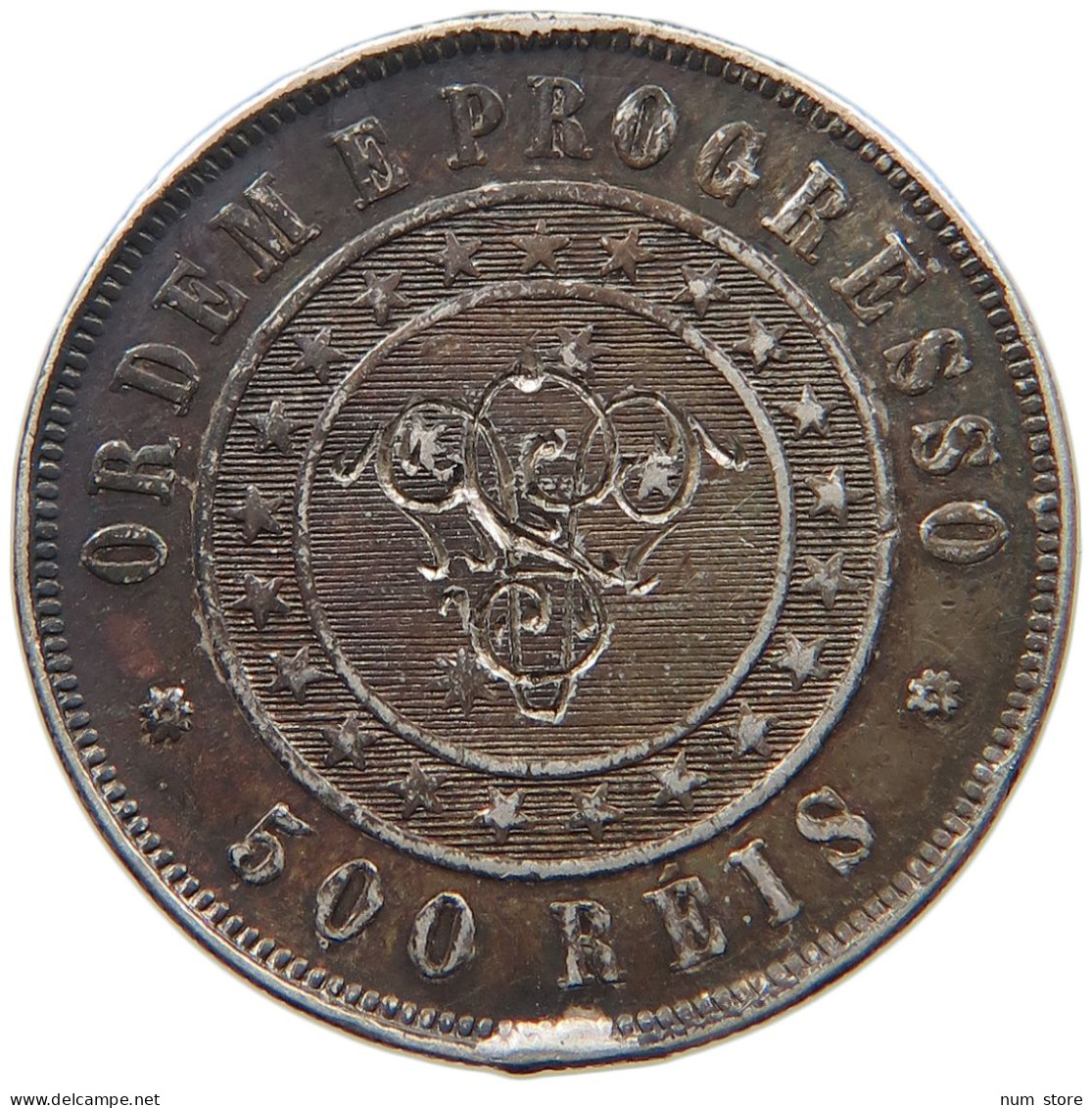 BRAZIL 500 REIS 1889 ENGRAVED MONOGRAM #MA 105089 - Brésil