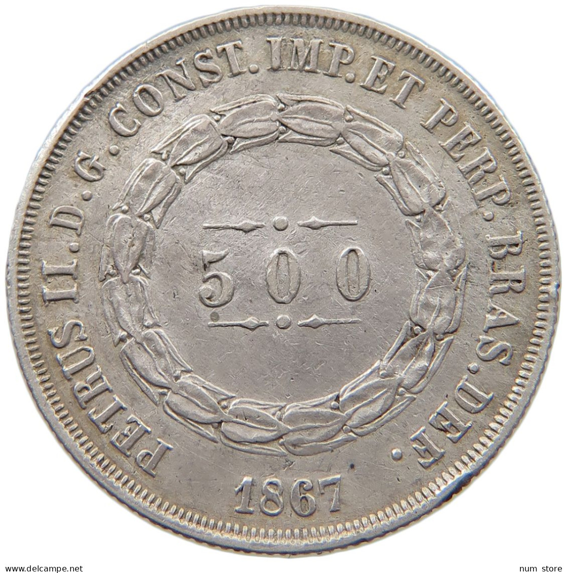 BRAZIL 500 REIS 1867 PEDRO II. #MA 025256 - Brésil