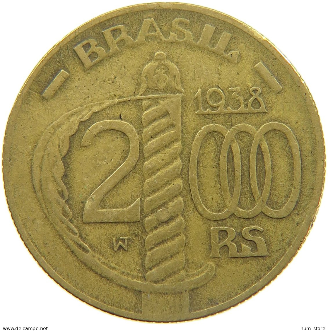 BRAZIL 2000 REIS 1938  #MA 025233 - Brésil