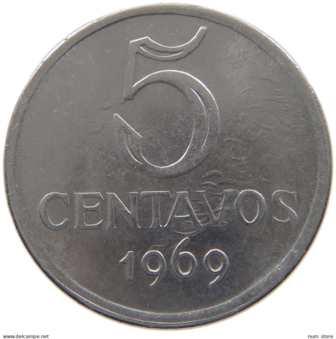 BRAZIL 5 CENTAVOS 1969 WAVY PLANCHET #MA 025294 - Brésil