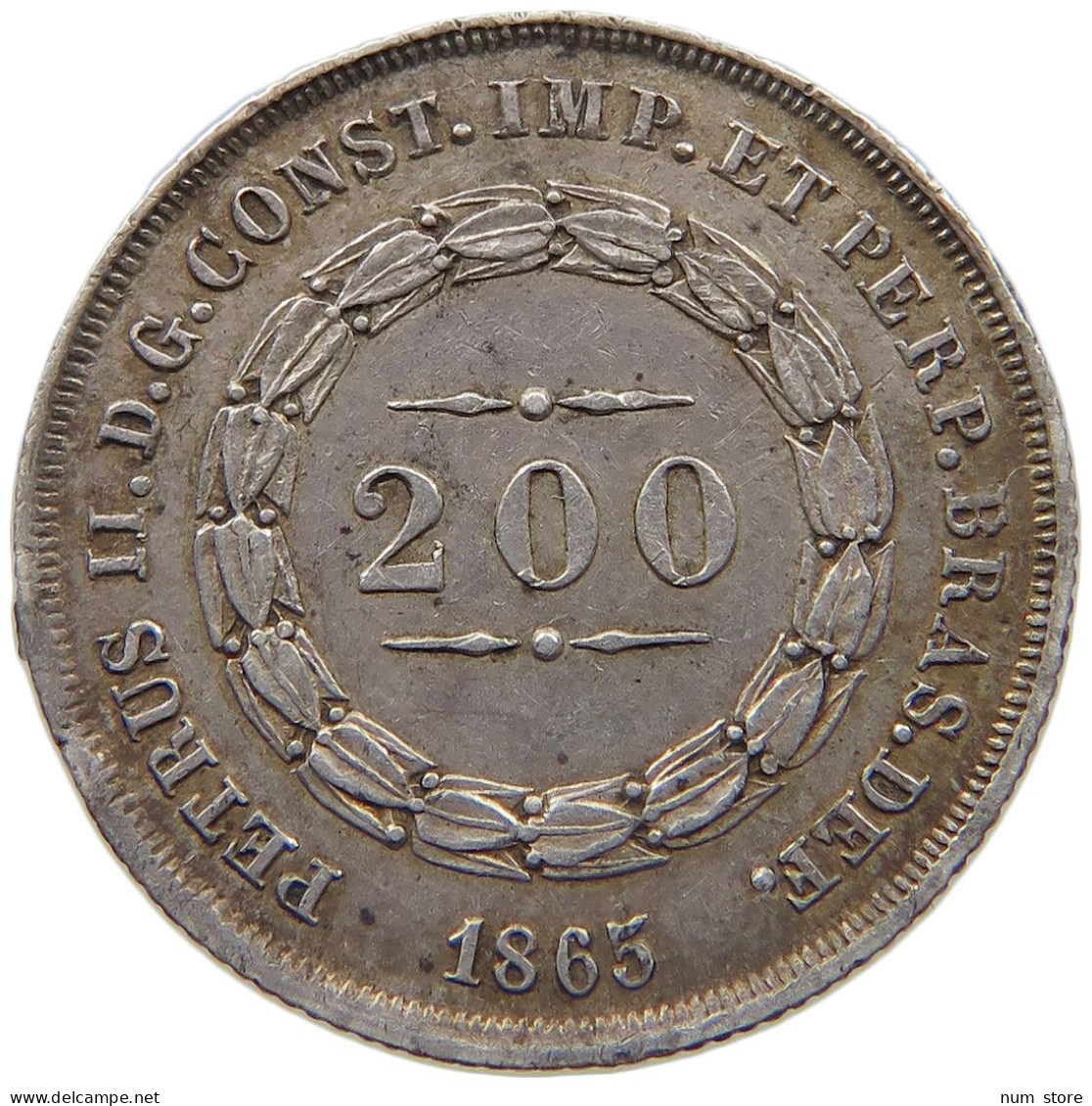 BRAZIL 200 REIS 1865 PEDRO II. #MA 025259 - Brésil