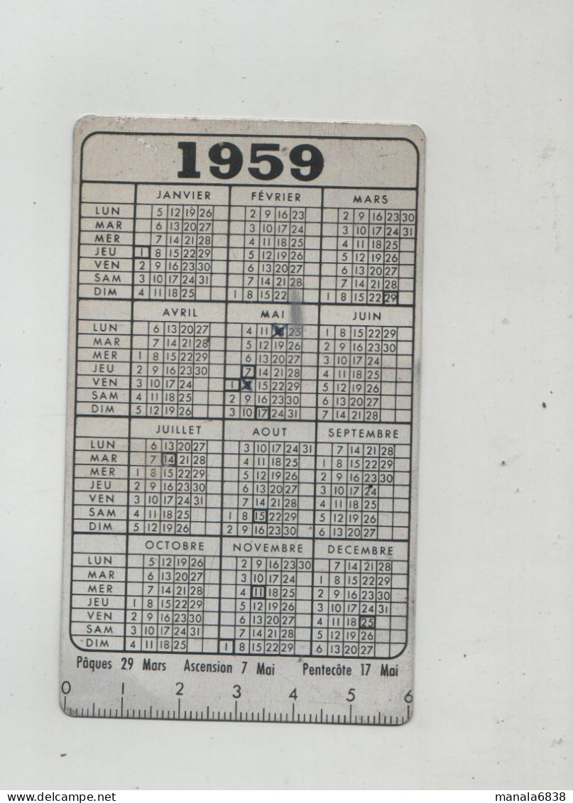 Calendrier En Métal Société Des Téléphones Et Signaux De Précision Lyon 1959 - Téléphonie