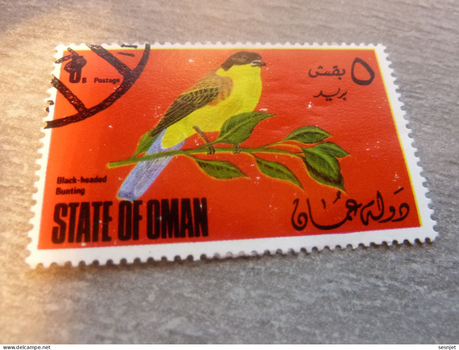 State Of Oman - Black-Headed - Bunting -  Val 5 B - Postage - Polychrome - Oblitéré - Année 1970 - - Sparrows