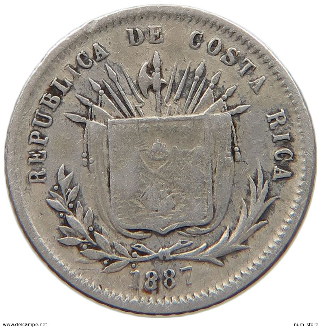 COSTA RICA 5 CENTAVOS 1887  #MA 026037 - Costa Rica