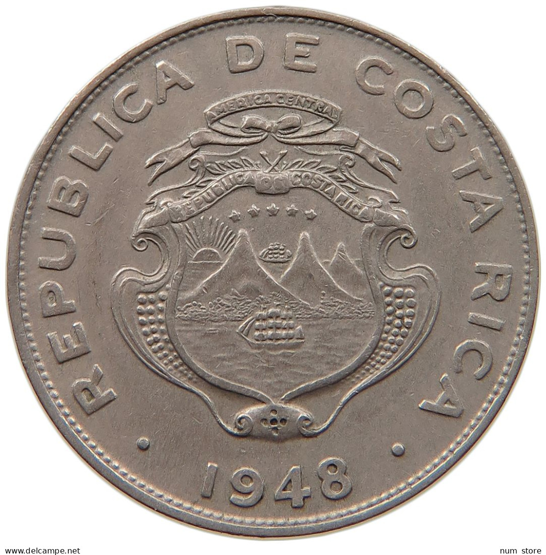 COSTA RICA 25 CENTIMOS 1948 FREDERIK IX. 1947-1972 #MA 067632 - Costa Rica