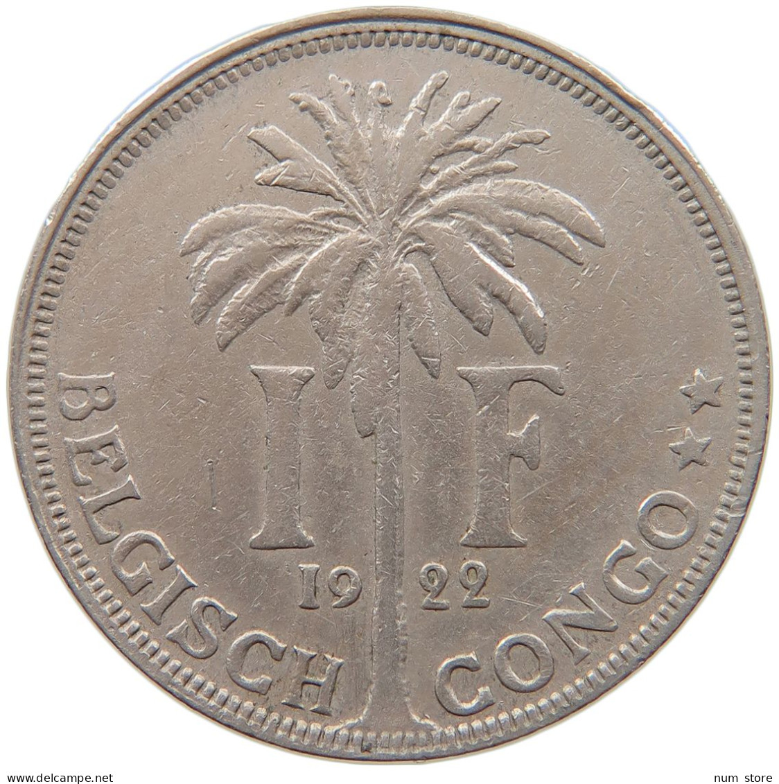 CONGO BELGIAN FRANC 1922  #MA 067395 - 1910-1934: Albert I.