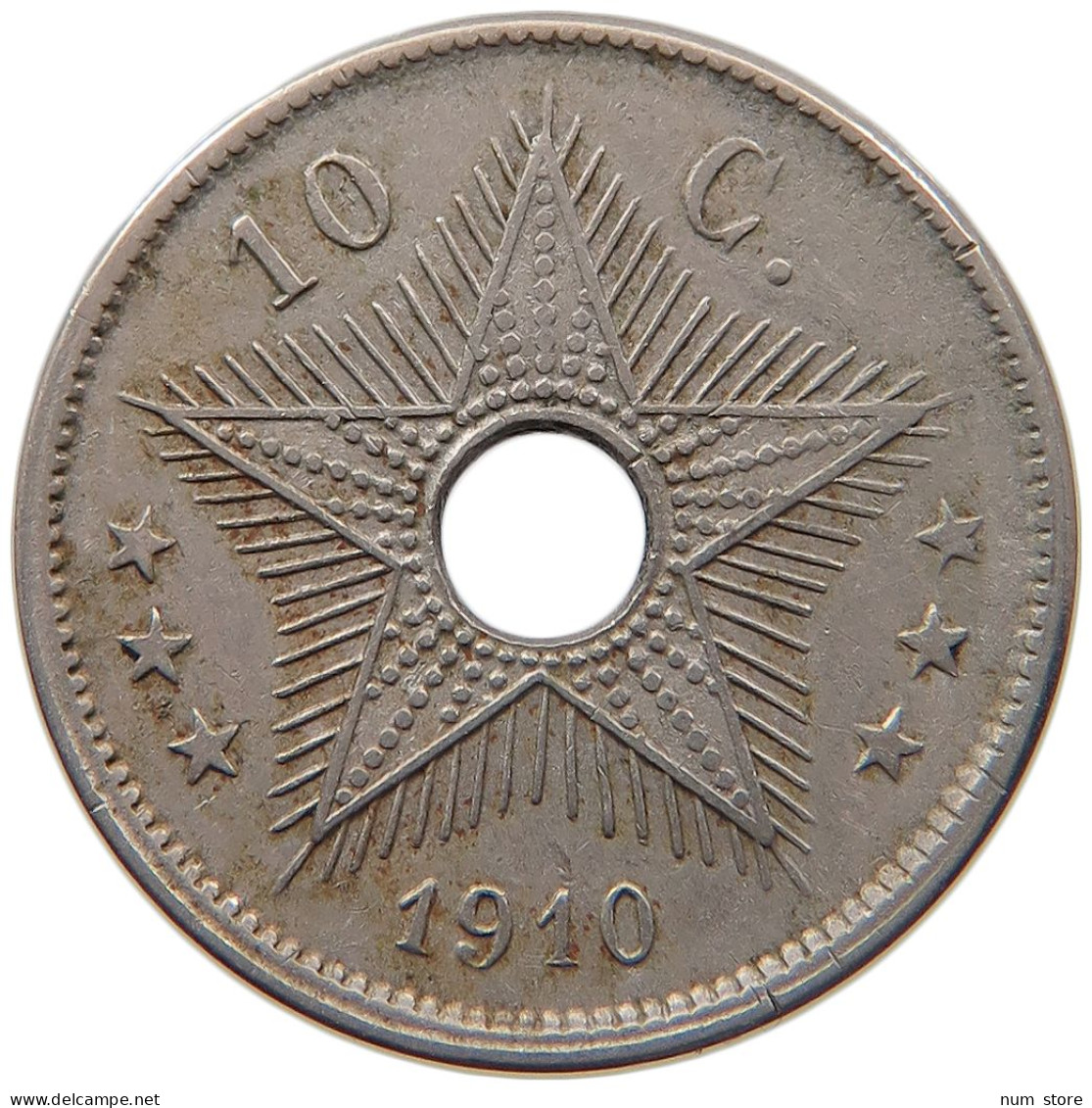 CONGO BELGIAN 10 CENTIMES 1910  #MA 067400 - 1910-1934: Albert I