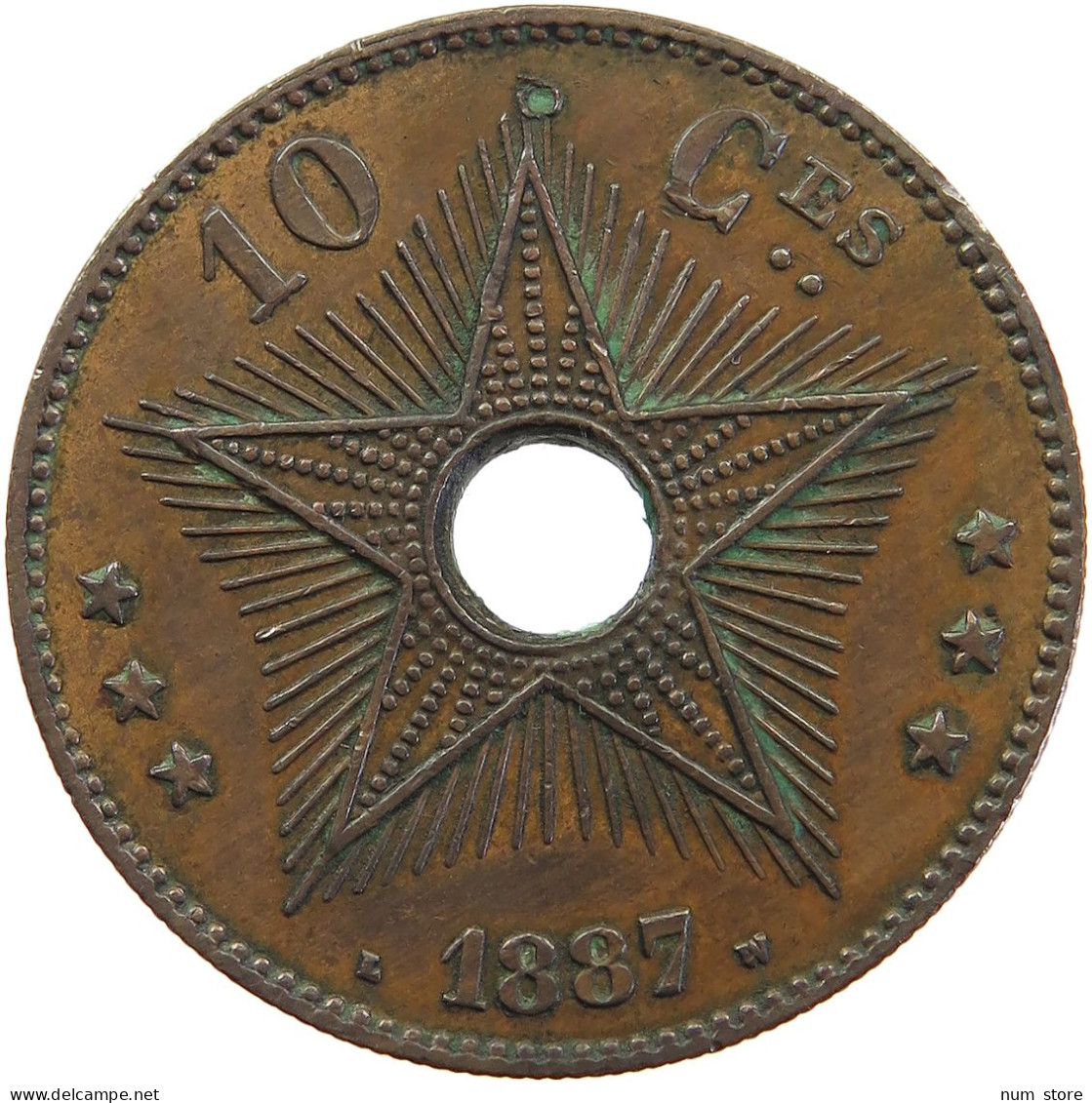 CONGO 10 CENTIMES 1887 LEOPOLD II. 1865-1909 #MA 064993 - 1885-1909: Leopold II
