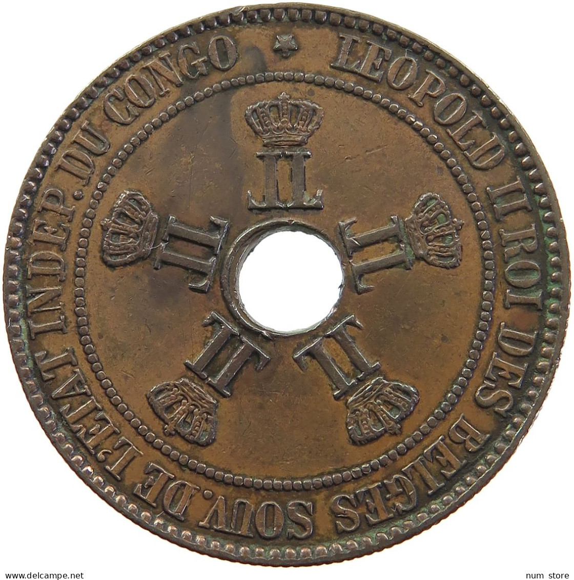 CONGO 10 CENTIMES 1887 LEOPOLD II. 1865-1909 #MA 064993 - 1885-1909: Leopold II.