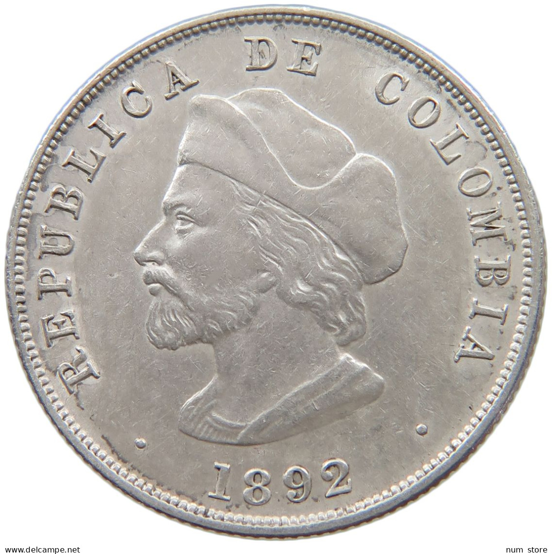 COLOMBIA 50 CENTAVOS 1892  #MA 025913 - Colombie