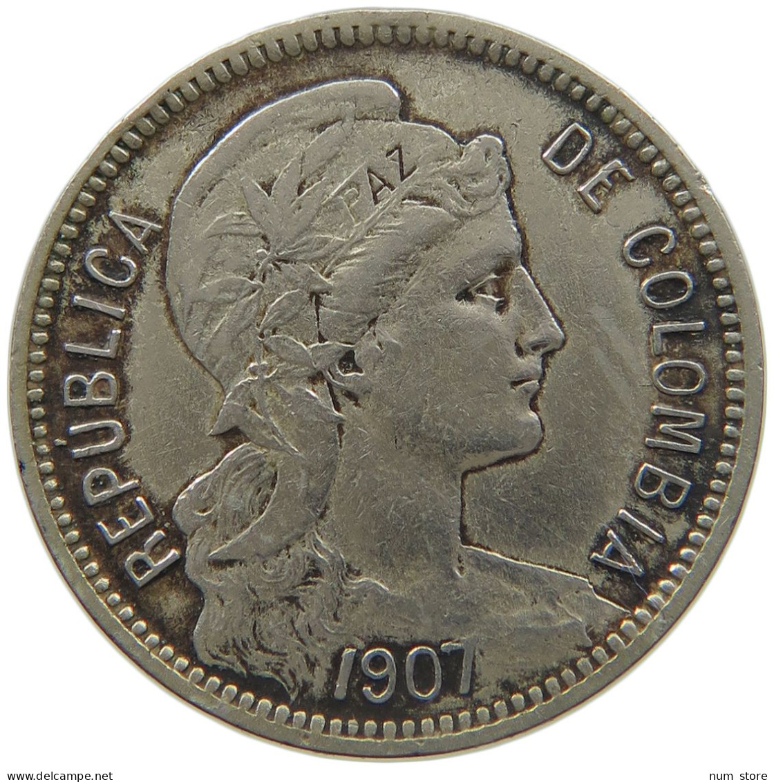 COLOMBIA 5 PESOS 1907  #MA 025457 - Colombie