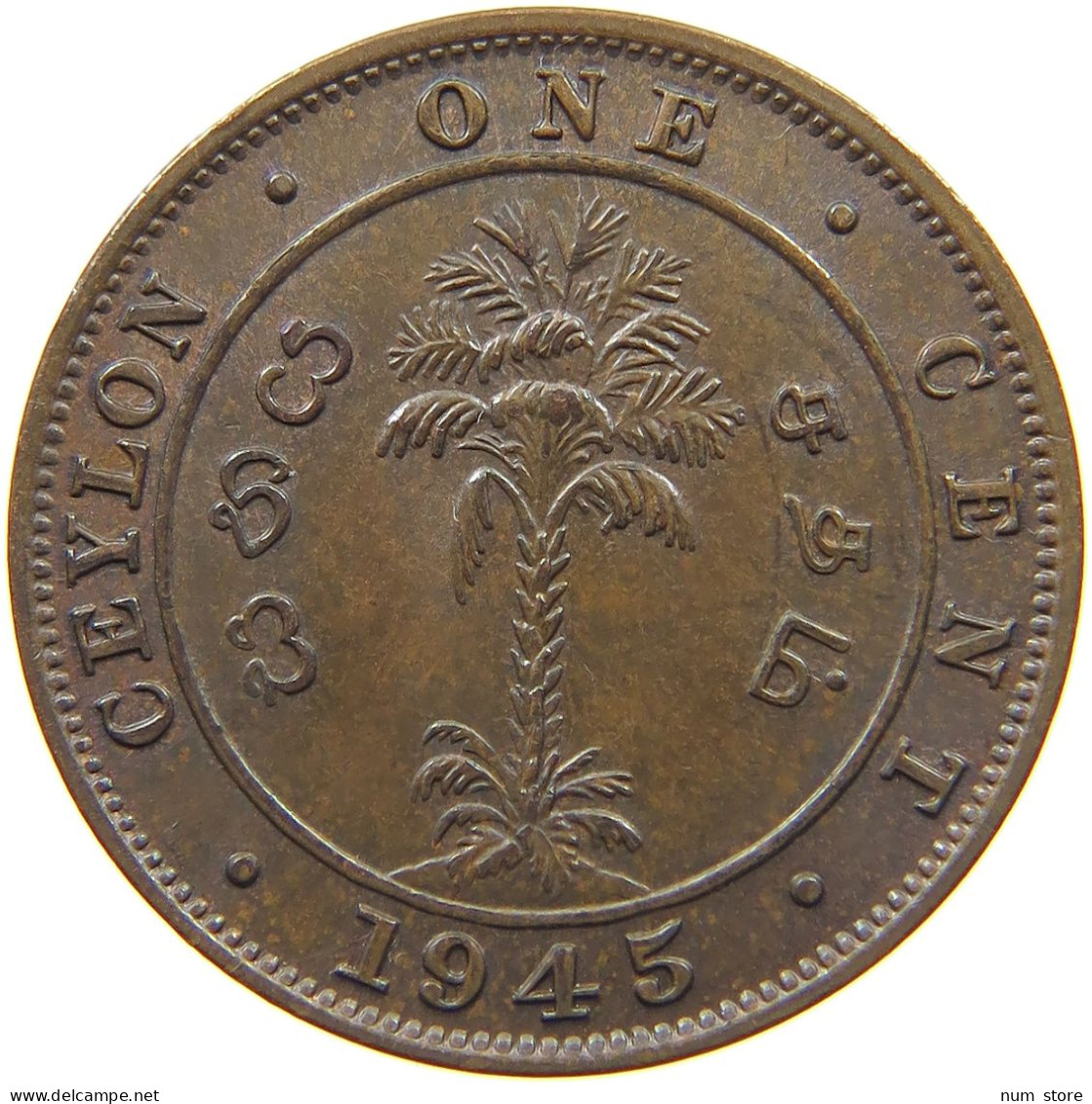 CEYLON CENT 1945 GEORGE VI. (1936-1952) #MA 022496 - Sri Lanka