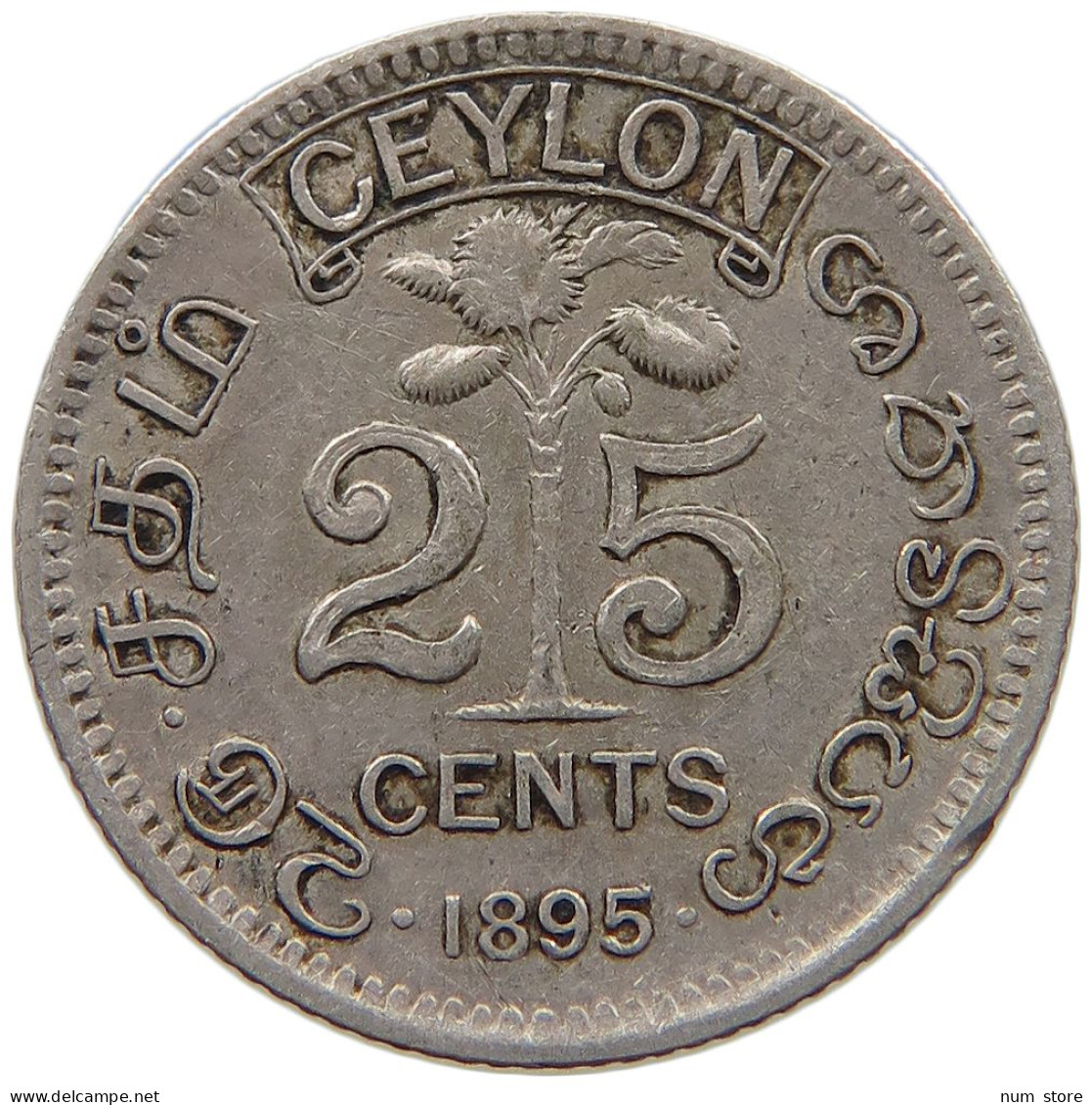 CEYLON 25 CENTS 1895 VICTORIA 1837-1901 #MA 021169 - Sri Lanka