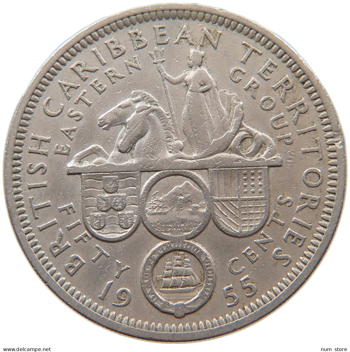 BRITISH CARIBBEAN TERRITORIES 50 CENTS 1955 ELIZABETH II. (1952-) #MA 063070 - Britse-karibisher Territorien