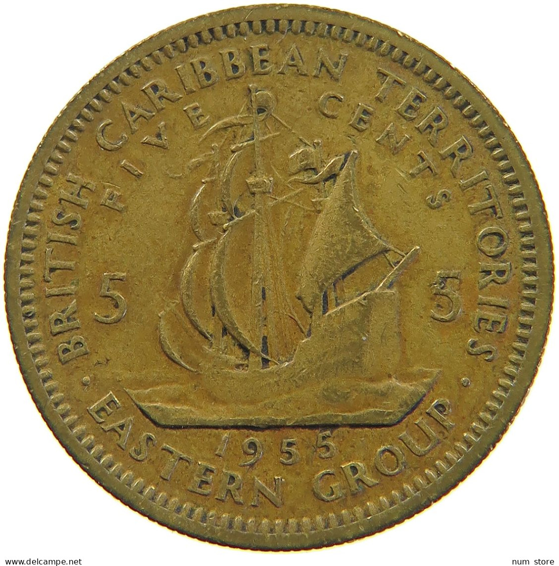 BRITISH CARIBBEAN TERRITORIES 5 CENTS 1955 ELIZABETH II. (1952-) #MA 063079 - Caraibi Britannici (Territori)