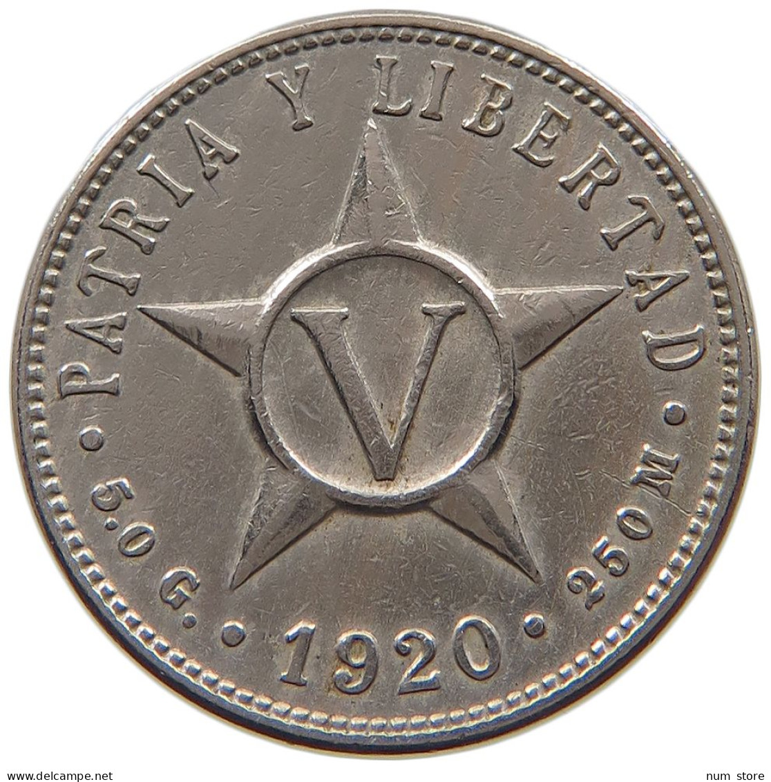 CUBA 5 CENTAVOS 1920  #MA 020725 - Kuba