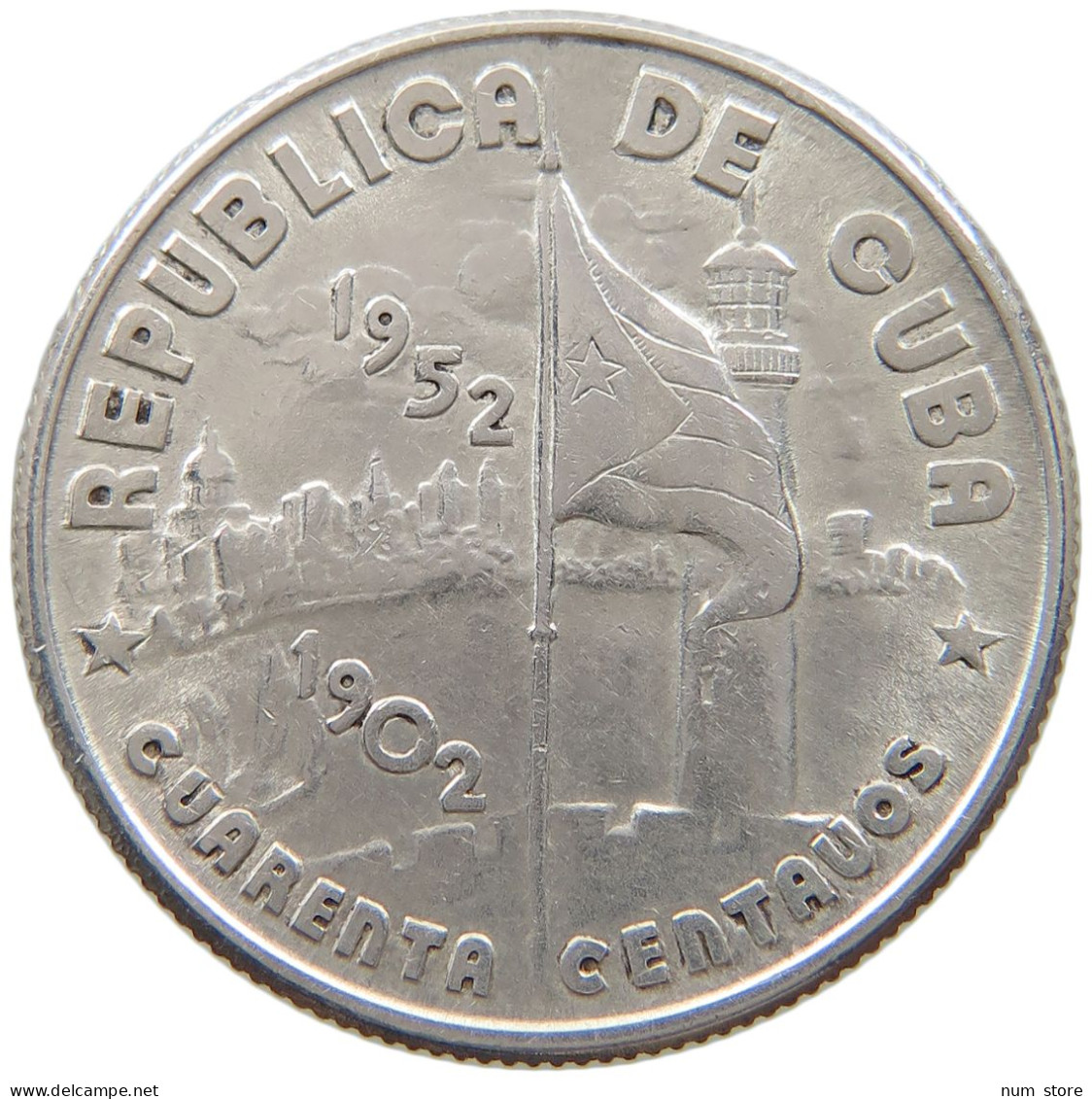 CUBA 40 CENTAVOS 1952  #MA 019051 - Cuba