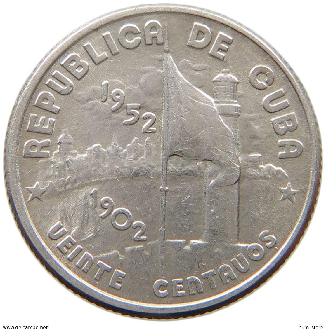 CUBA 20 CENTAVOS 1952  #MA 014533 - Cuba