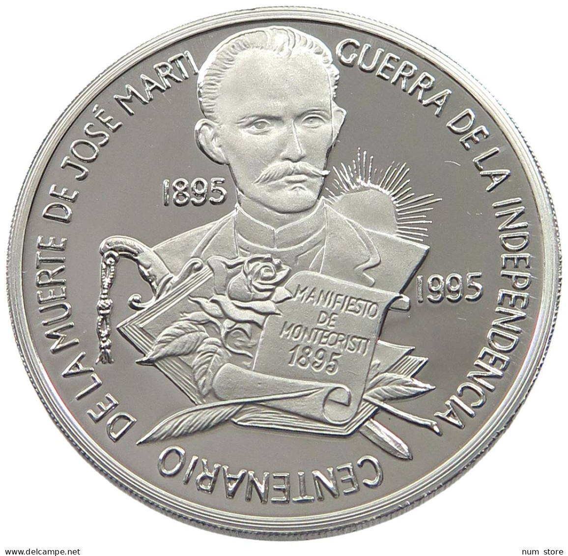 CUBA 10 PESOS 1995 ALUMINIUM PATTERN JOSE MARTI, REEDED EDGE #MA 015043 - Cuba