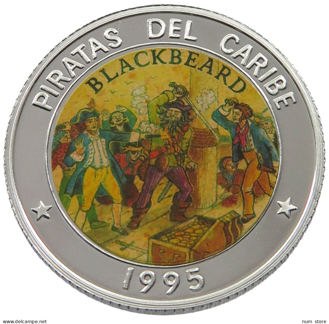 CUBA 10 PESOS 1995 ALUMINIUM PATTERN , REEDED EDGE, PIRATAS DEL CARIBE #MA 015064 - Cuba