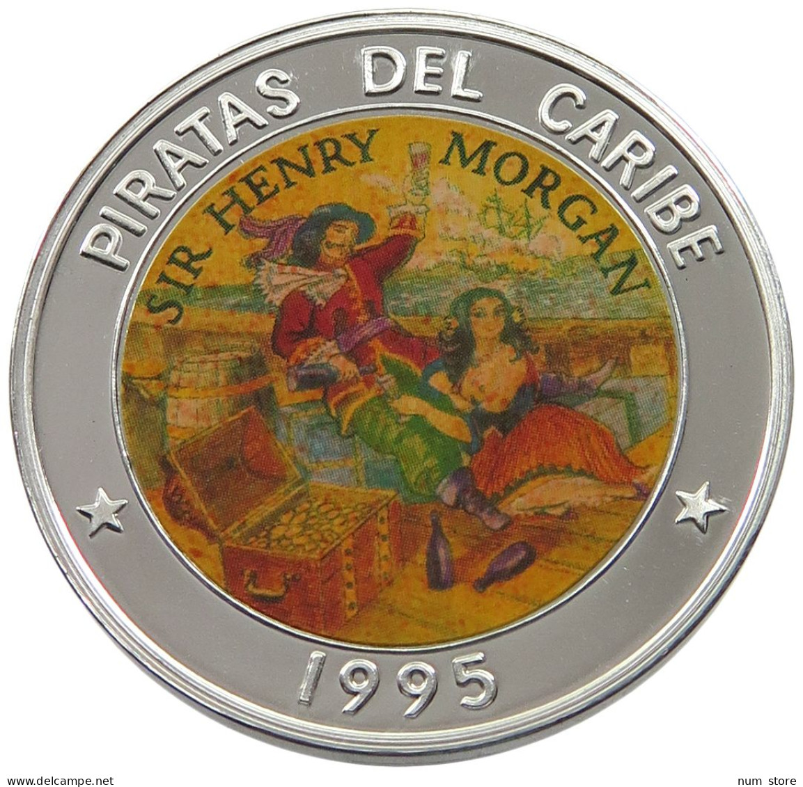 CUBA 10 PESOS 1995 ALUMINIUM PATTERN , REEDED EDGE, PIRATAS DEL CARIBE #MA 015061 - Kuba