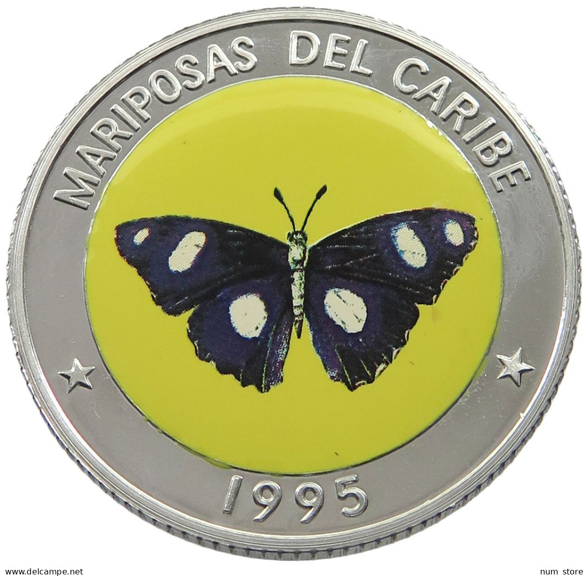 CUBA 10 PESOS 1995 ALUMINIUM PATTERN , REEDED EDGE, MARIPOSAS DEL CARIBE #MA 015049 - Cuba