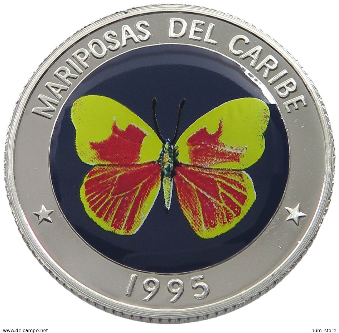 CUBA 10 PESOS 1995 ALUMINIUM PATTERN , REEDED EDGE, MARIPOSAS DEL CARIBE #MA 015050 - Kuba