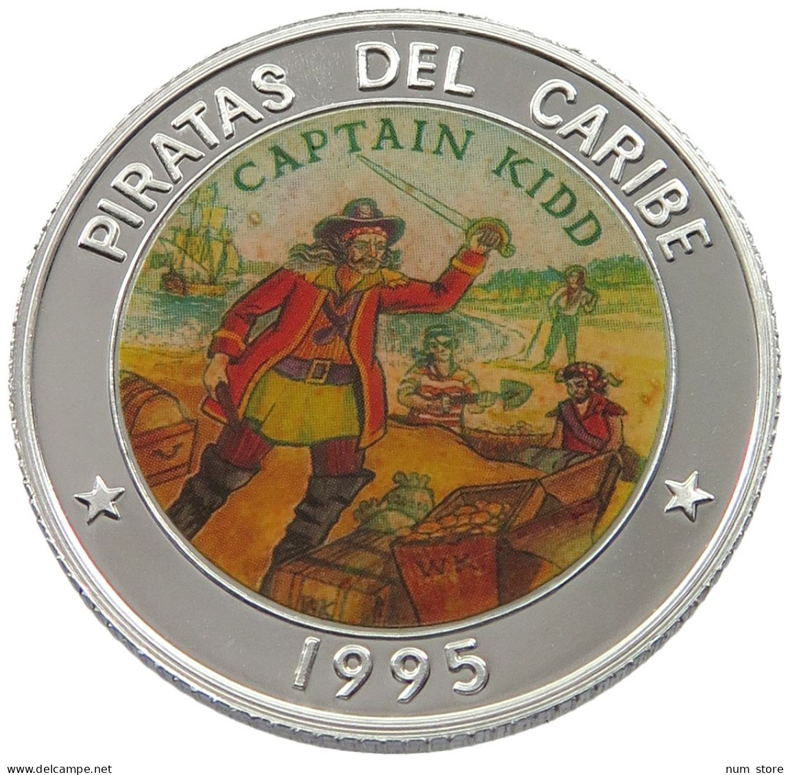 CUBA 10 PESOS 1995 ALUMINIUM PATTERN , REEDED EDGE, PIRATAS DEL CARIBE #MA 015057 - Cuba