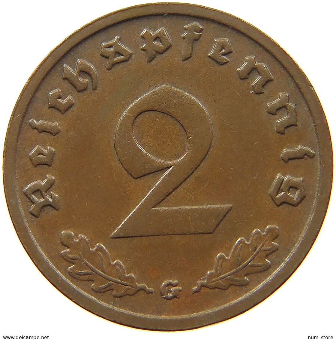 DRITTES REICH 2 PFENNIG 1938 G  #MA 100022 - 2 Reichspfennig