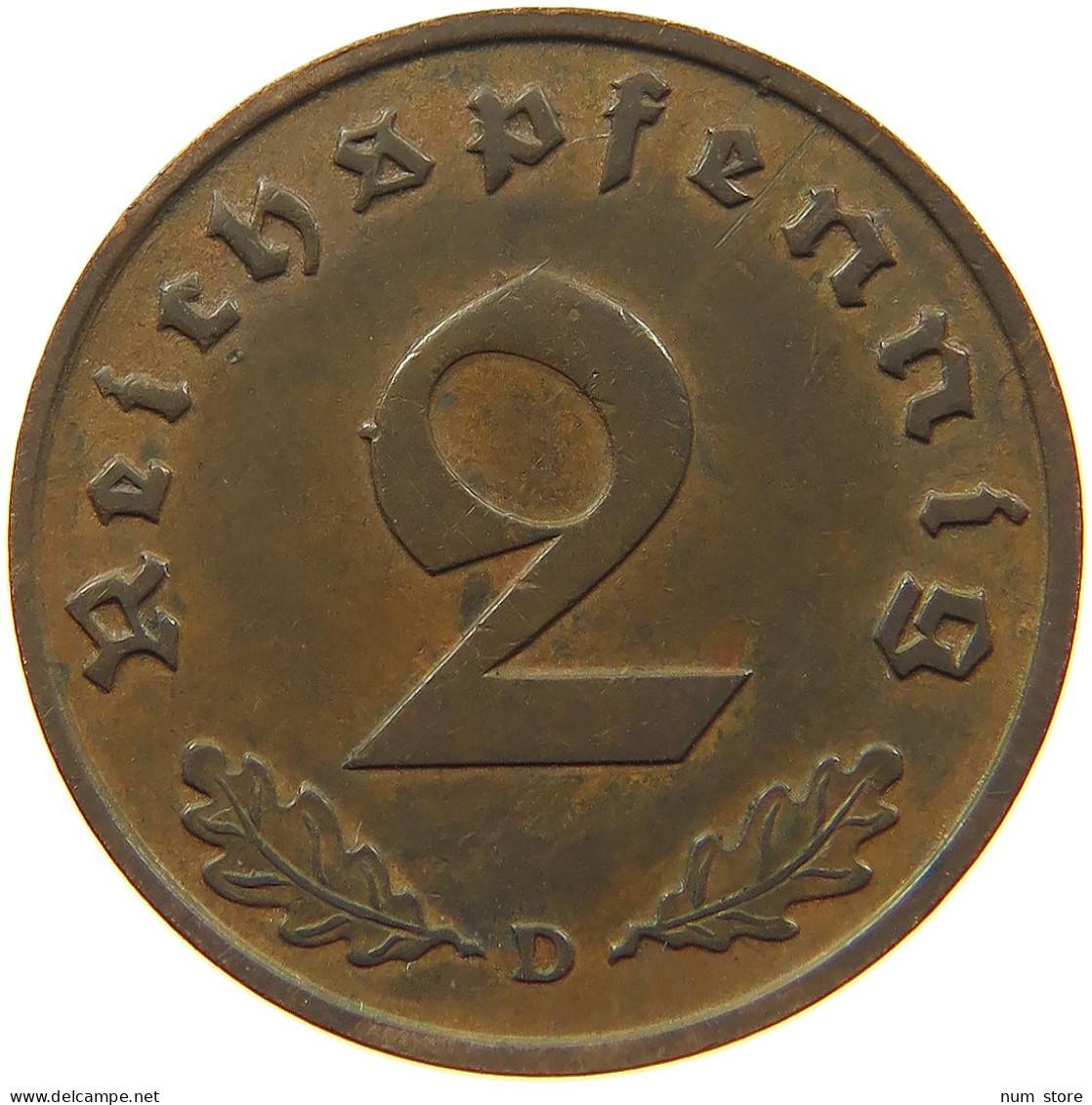 DRITTES REICH 2 PFENNIG 1936 D  #MA 100007 - 2 Reichspfennig