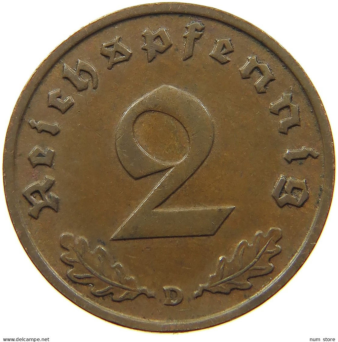 DRITTES REICH 2 PFENNIG 1936 D  #MA 100015 - 2 Reichspfennig