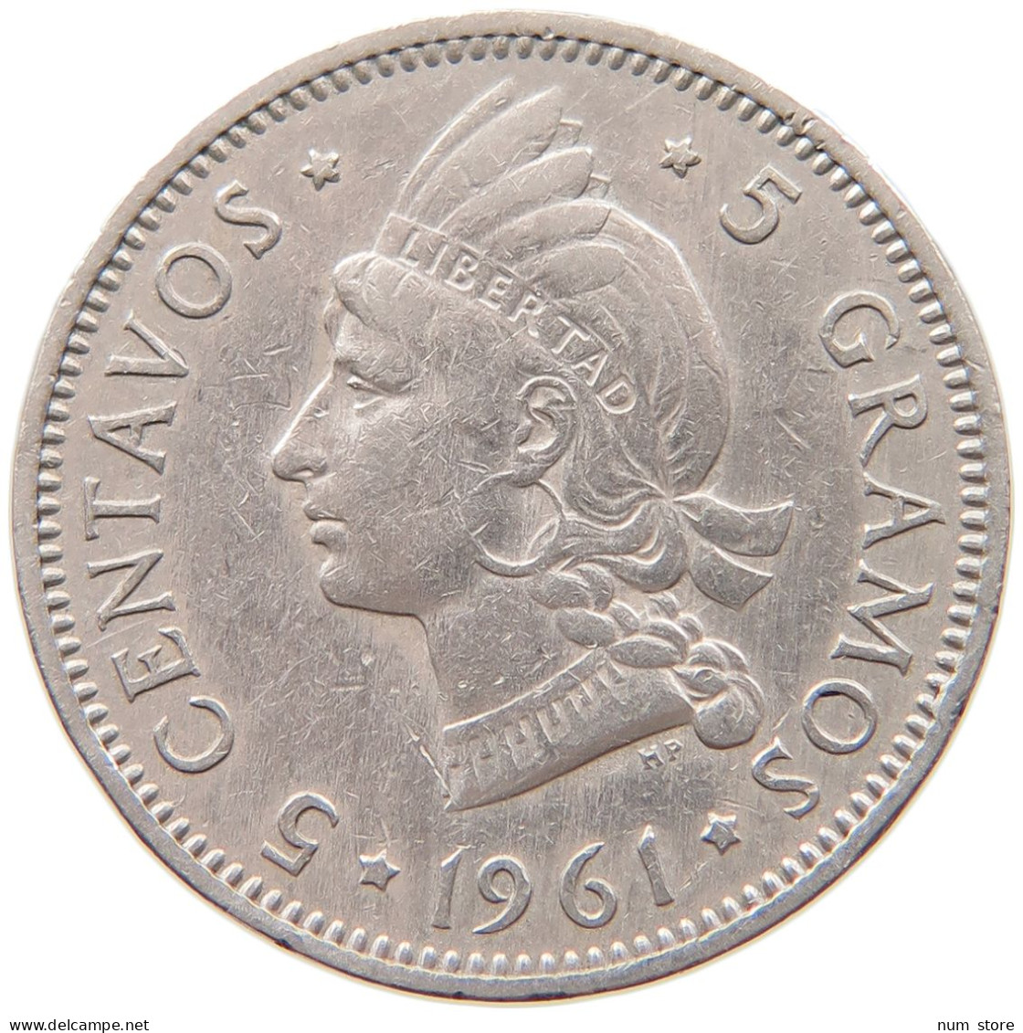 DOMINICAN REPUBLIC 5 CENTAVOS 1961  #MA 063123 - Dominicaine