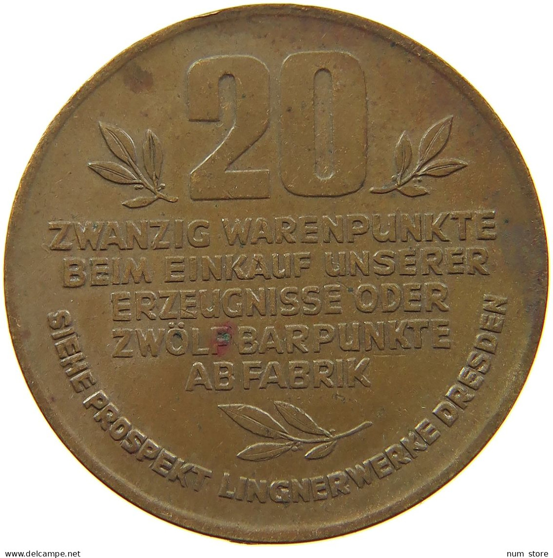 DEUTSCHES REICH 20 WARENPUNKTE  WERTMARKE ÜBER 20 WARENPUNKTE DER LINKERWERKE DRESDEN #MA 101996 - Autres & Non Classés