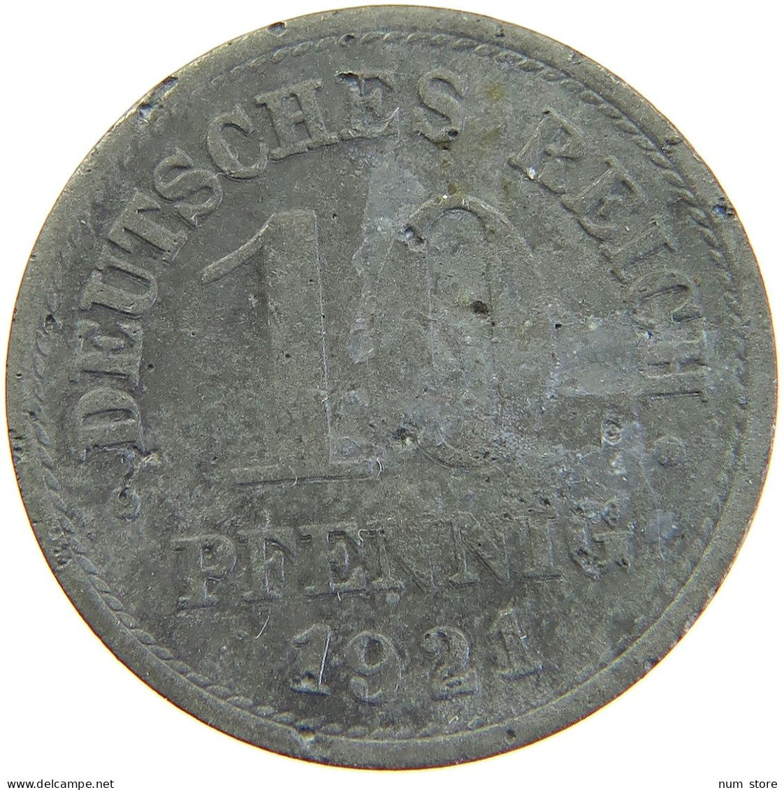 DEUTSCHES REICH 10 PFENNIG 1921 GEGENSTEMPEL E #MA 102789 - 10 Renten- & 10 Reichspfennig