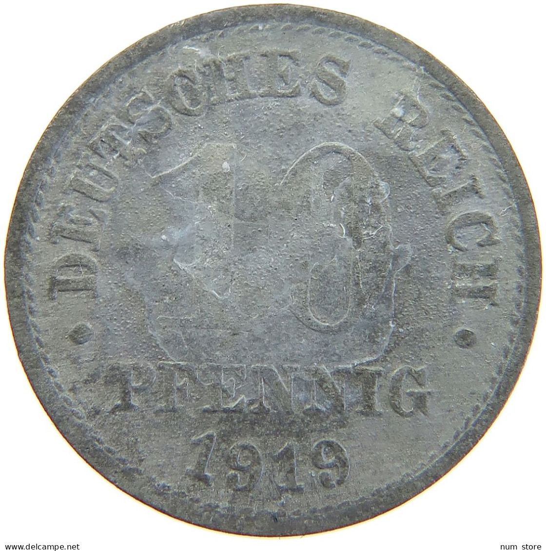 DEUTSCHES REICH 10 PFENNIG 1919 GEGENSTEMPEL E #MA 102795 - 10 Renten- & 10 Reichspfennig