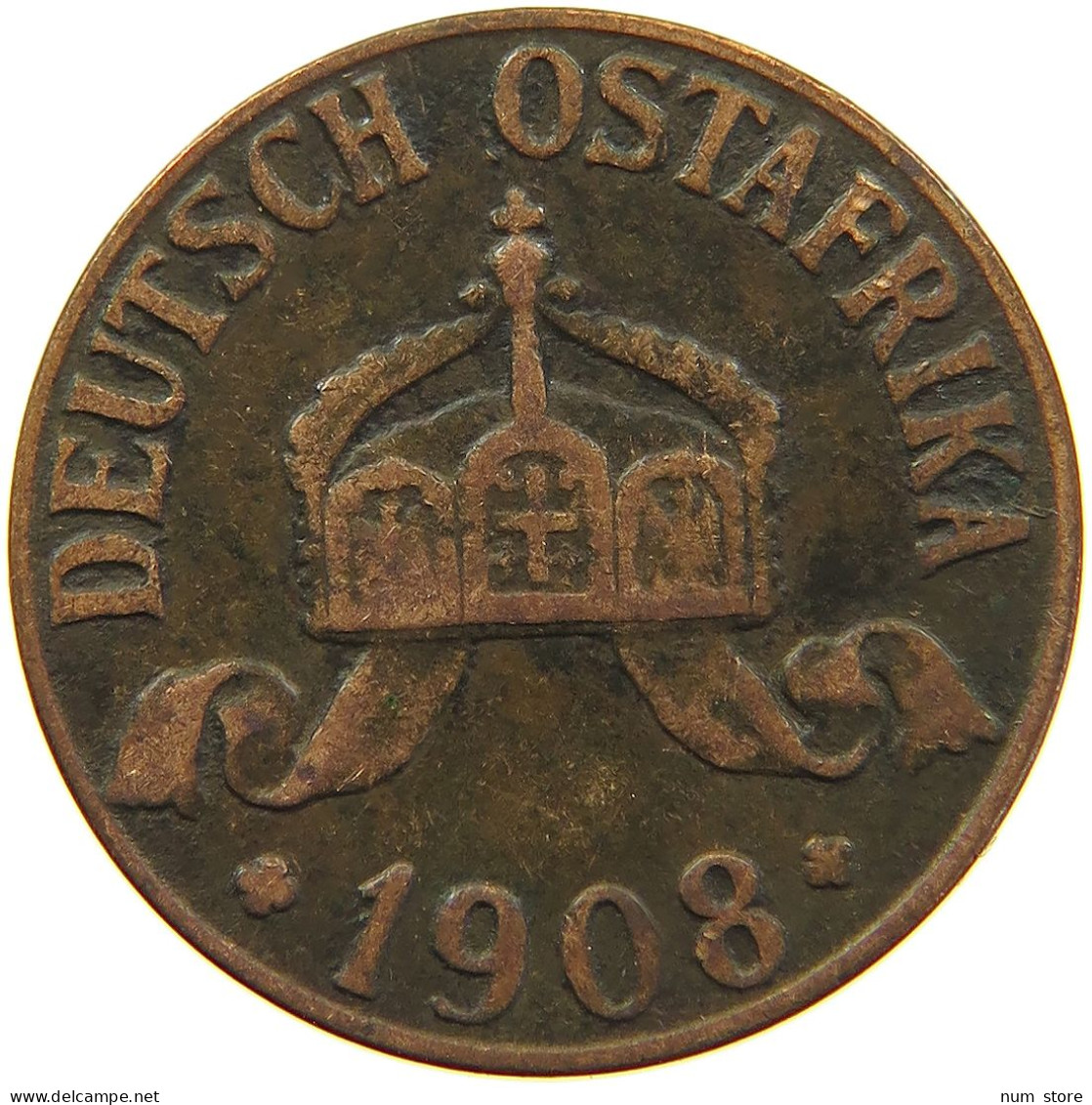 DEUTSCH OSTAFRIKA HELLER 1908 J  #MA 098575 - África Oriental Alemana