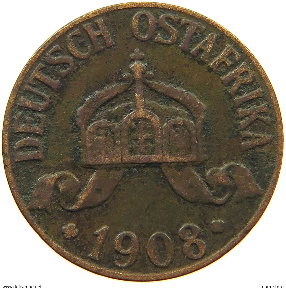 DEUTSCH OSTAFRIKA HELLER 1908 J  #MA 098579 - Africa Orientale Tedesca