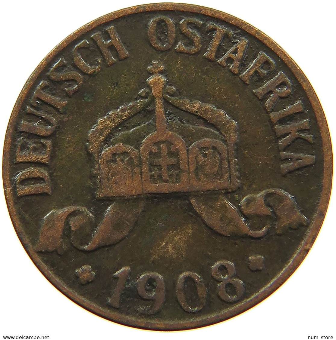 DEUTSCH OSTAFRIKA HELLER 1908 J  #MA 098563 - German East Africa