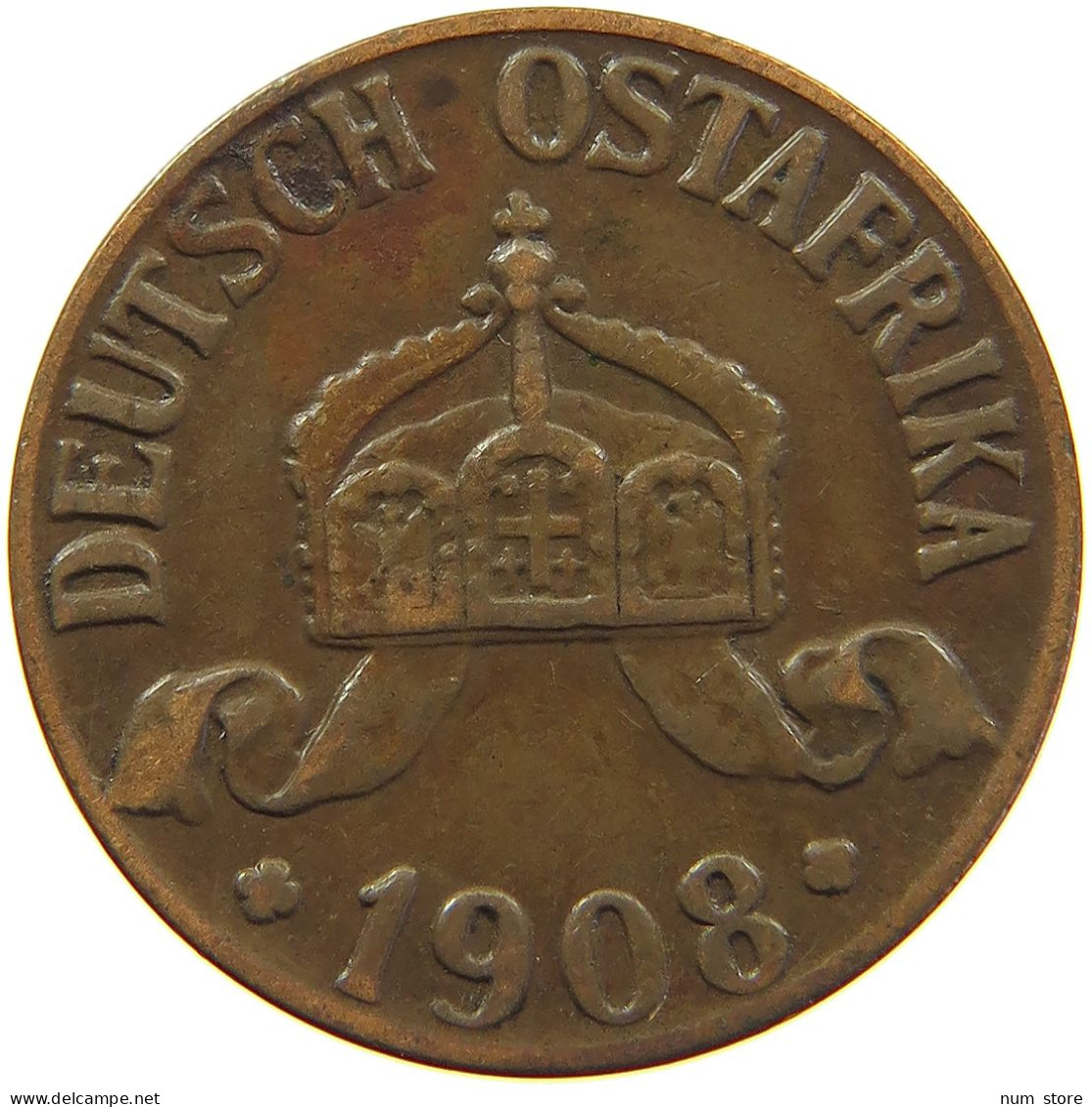 DEUTSCH OSTAFRIKA HELLER 1908 J  #MA 098574 - Africa Orientale Tedesca
