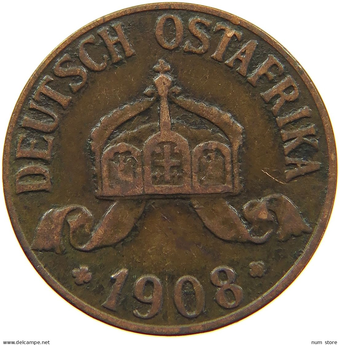 DEUTSCH OSTAFRIKA HELLER 1908 J  #MA 098528 - Africa Orientale Tedesca