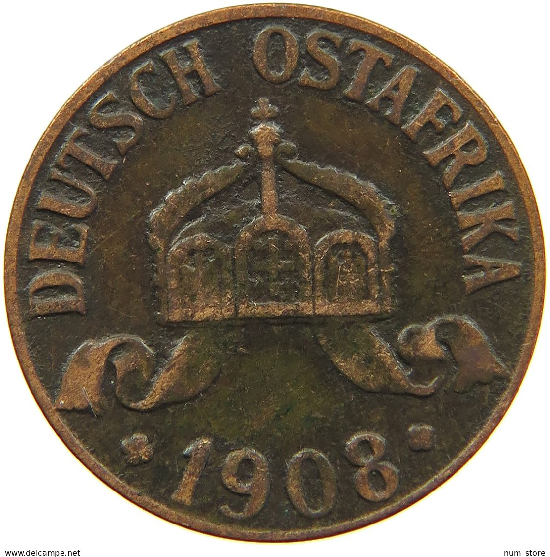 DEUTSCH OSTAFRIKA HELLER 1908 J  #MA 098510 - Africa Orientale Tedesca