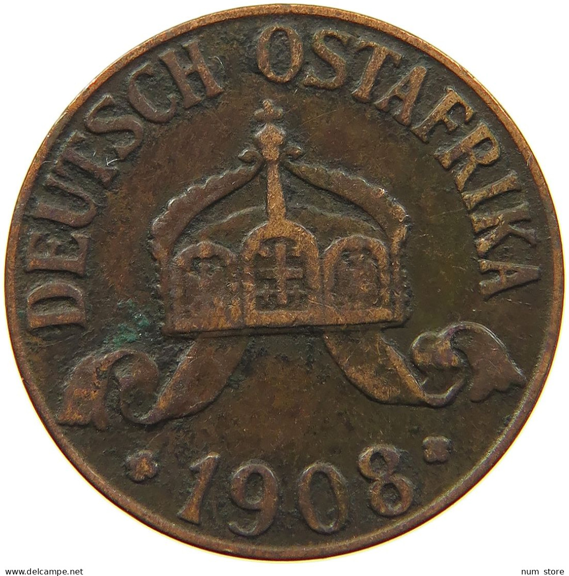 DEUTSCH OSTAFRIKA HELLER 1908 J  #MA 098497 - German East Africa