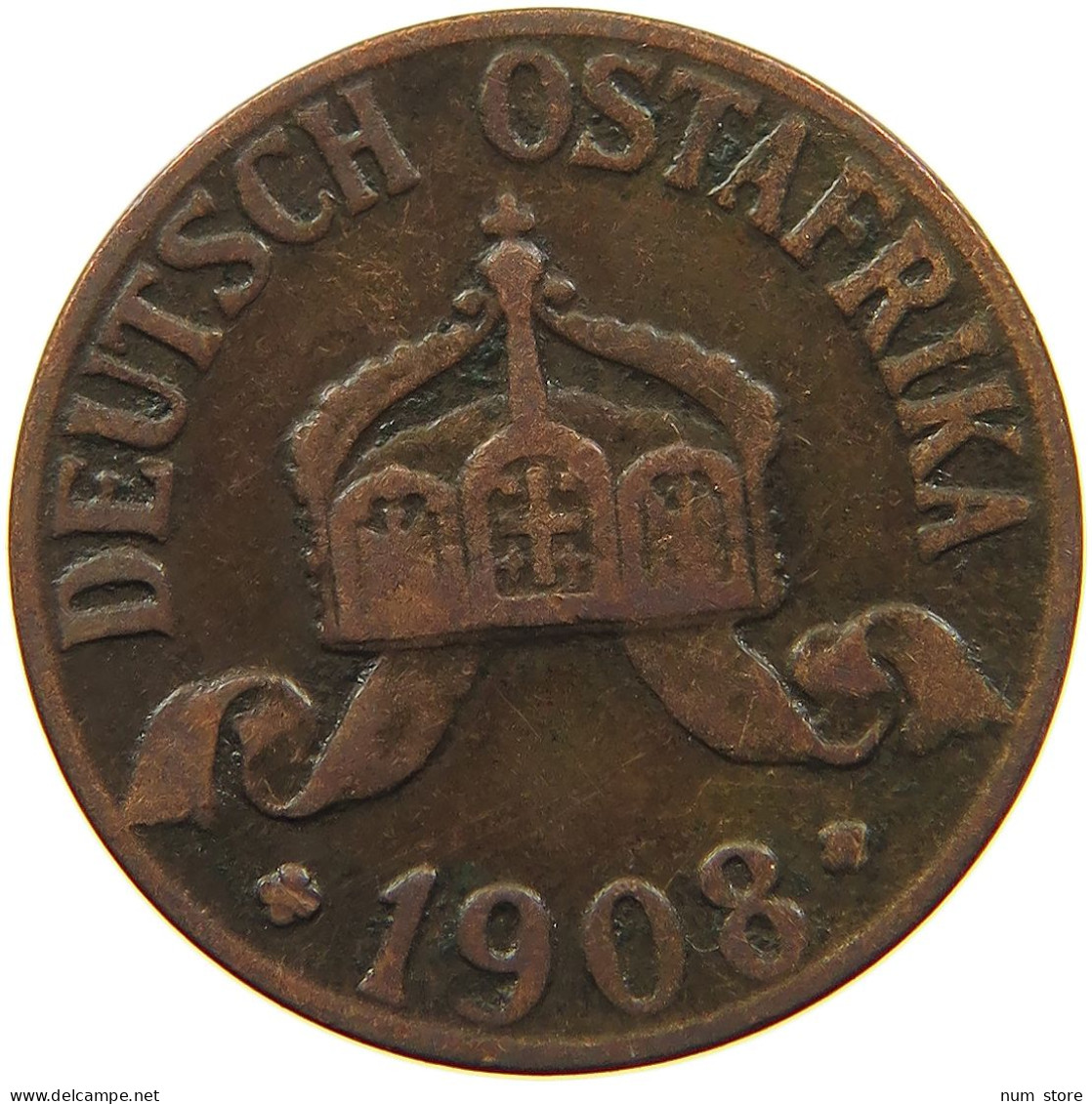 DEUTSCH OSTAFRIKA HELLER 1908 J  #MA 098493 - Africa Orientale Tedesca