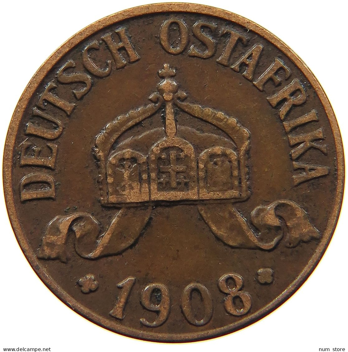 DEUTSCH OSTAFRIKA HELLER 1908 J  #MA 098477 - German East Africa