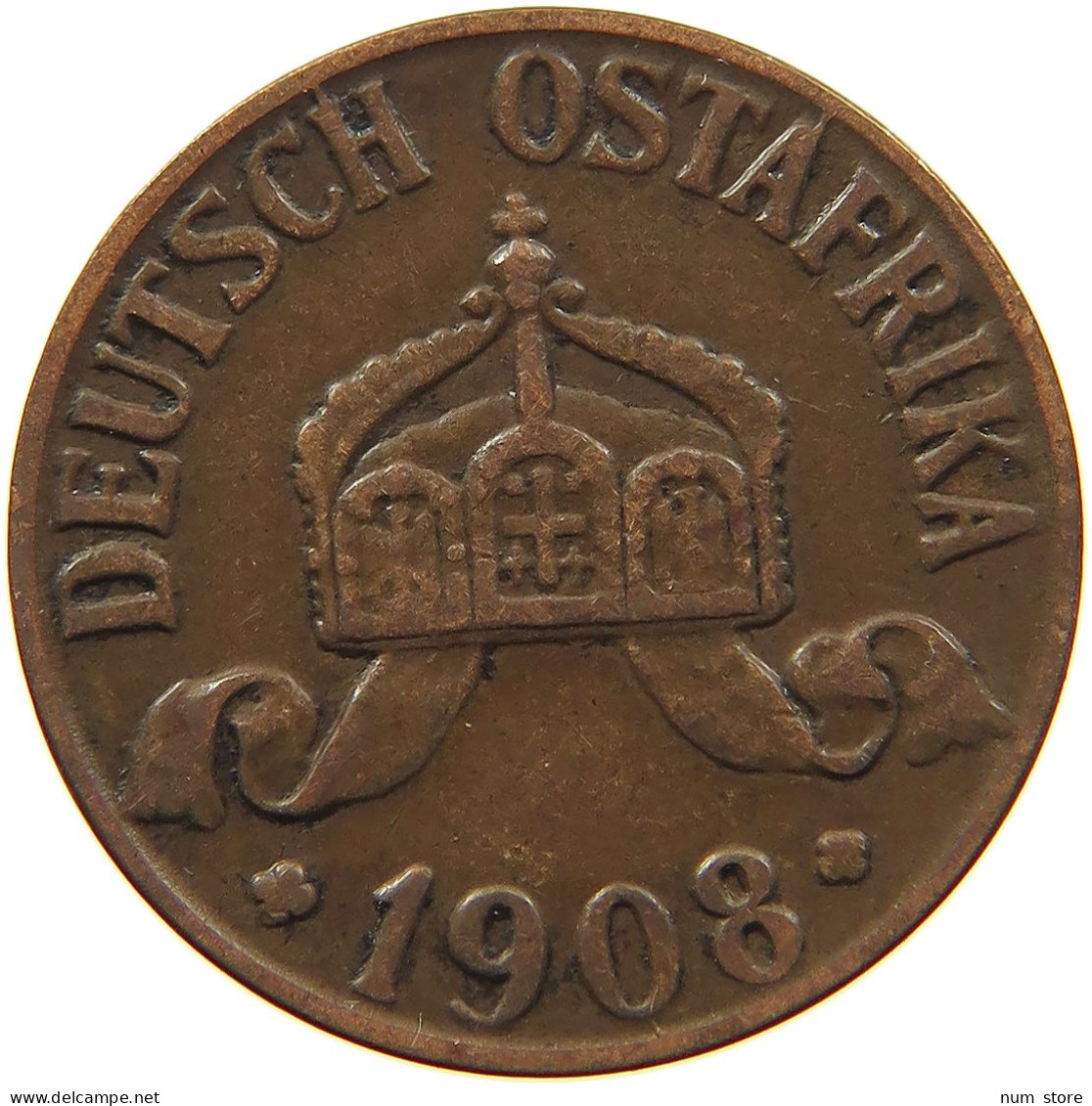 DEUTSCH OSTAFRIKA HELLER 1908 J  #MA 098473 - German East Africa