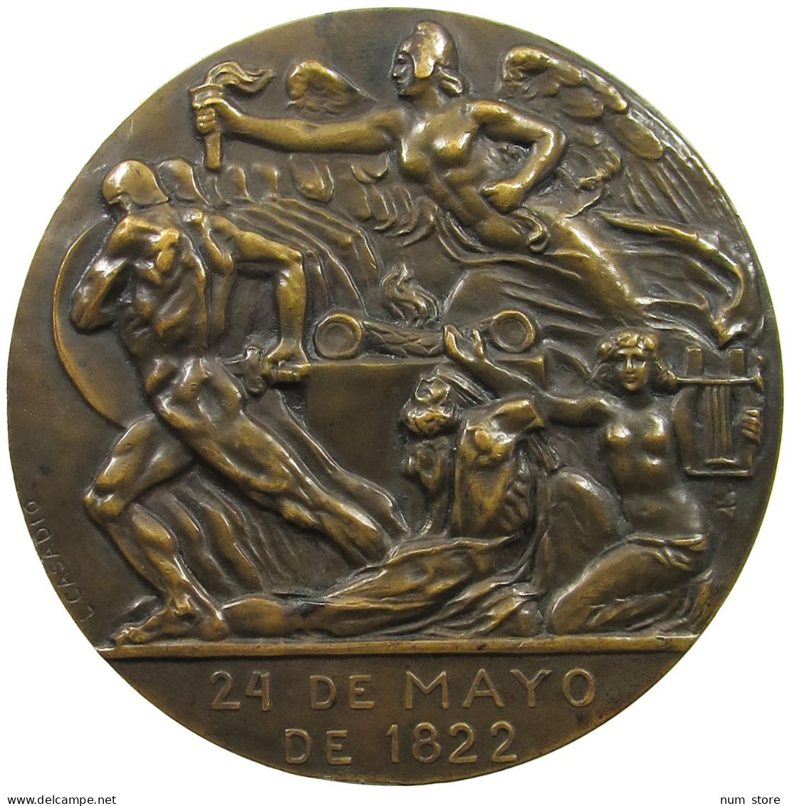 ECUADOR MEDAILLE 1922 BRONZEMEDAILLE 1922 (V. L. CASADIO) AUF DEN 100. JAHRESTAG DER SCHLACHT VON PICH #MA 020335 - Ecuador