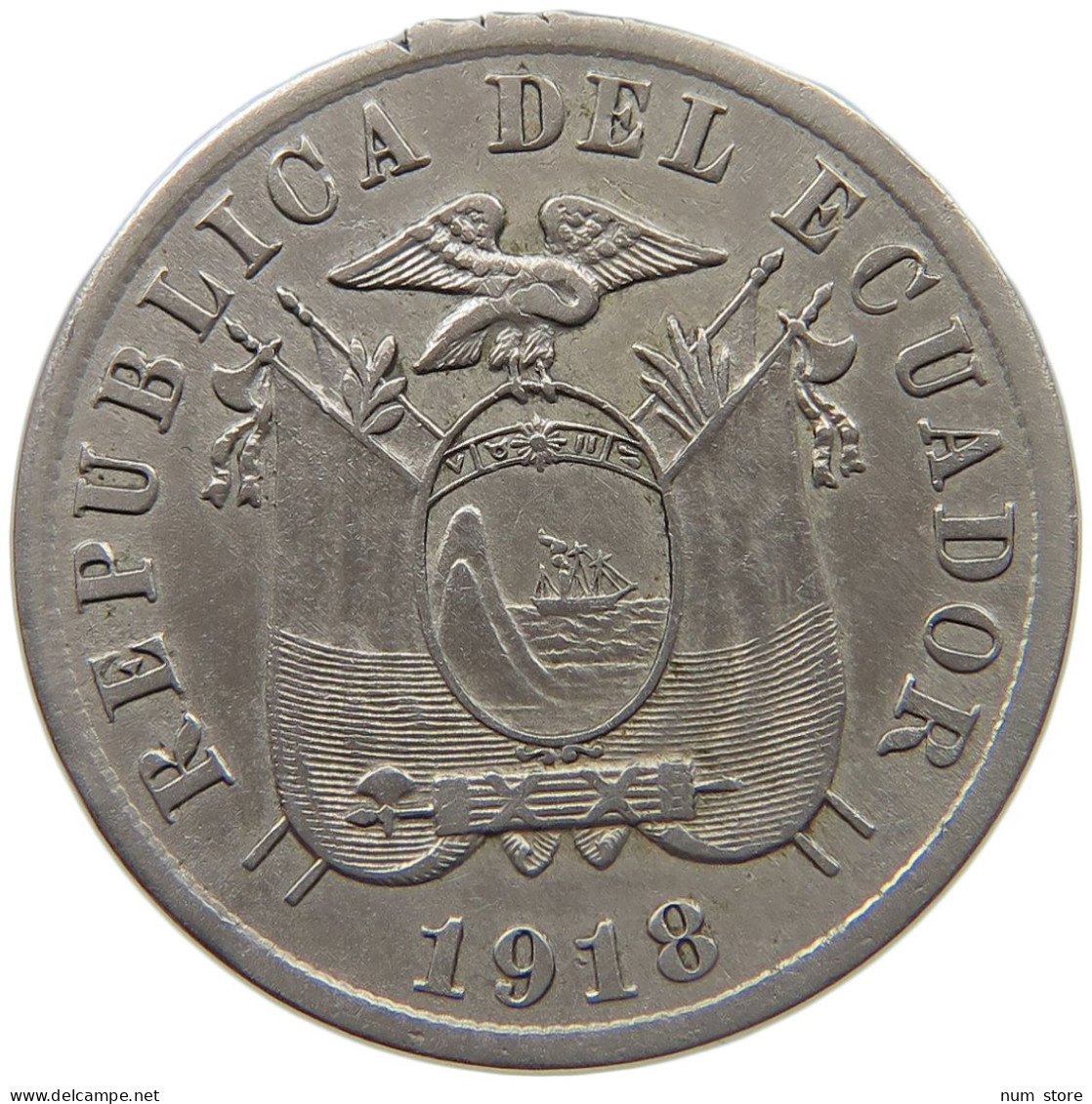 ECUADOR 5 CENTAVOS 1918  #MA 025440 - Ecuador